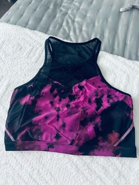 lululemon athletica High-Neck Sports Bra — Black & Magenta Sz M